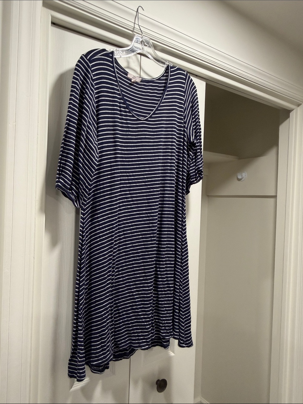 Como Vintage Navy and White Striped Midi Dress